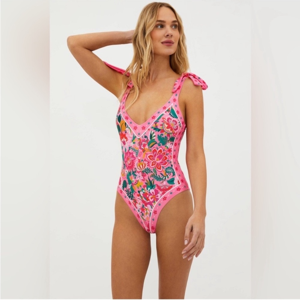NWT BEACH RIOT Floral Tie Shoulder Akira One Piece swimsuit - Picture 11 of 12